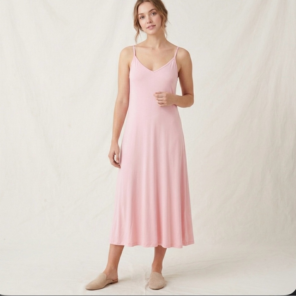 April Cornell V-Neck Midi Slip Dress in Pink Women’s Size XXS